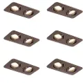 QAZQA Sett med 6 runde innfelte spotter mørk bronse GU10 50 mm svingbare og vippbare IP44 2-lys - Alberto