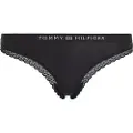 Tommy Hilfiger for woman. UW0UW04184 Tanga with logo and tonal black lace (L), Homewear, Sustainable, Recycled nylon