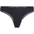 Tommy Hilfiger for woman. UW0UW04184 Tanga with logo and navy tonal lace (L), Homewear, Sustainable, Recycled nylon