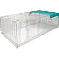 Kerbl Luftegård 4-kantet m/rømmesperre og gittertak, stor - L 230 x B 115 x H 70 cm, med presenning