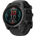 Garmin fenix E - 47 mm - skifergrå stål - sportsur med bånd - silikon - svart - håndleddstørrelse: 125-208 mm - display 1.3 - 16 GB - Bluetooth, Wi-Fi, ANT+ - 76 g
