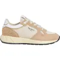 Pepe Jeans for woman. PLS600009 Marlon Vibe beige leather trainers (37), Flat, Laces, Casual