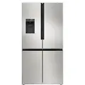 Siemens iQ500 KF96IAPEA - Kjøleskap/fryser - fransk dør underfryser med isdispenser, vannautomat - bredde: 90.5 cm - dybde: 73.1 cm - høyde: 183 cm - 574 liter - Klasse E - børstet stål