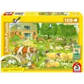 Adlibris Puslespill Dyrefamilier på gården 100 brikker Schmidt