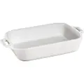 Staub COOKING Rektangulær keramisk plate 1,1 ltr, hvit