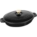 Staub Hot plate, oval, Støpejern, Svart, 1 l, 230 mm, 170 mm