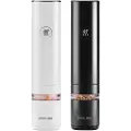 Zwilling Enfinigy, salt- og pepperkvernsett, svart, hvit, keramikk, plast, pepper, salt, li-ion, 48 mm