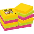 Post-It 622-12SS-CARN, firkant, Grønn, Rosa, Gult, Papir, PEFC, 47,6 mm, 47,6 mm