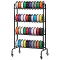 Vevor oppbevaringsstativ for 3D-skriverfilament, 4-etasjers kraftig oppbevaringshylle, rullende filamentspoleholdere med hjul, filamenter organisert for 3D-skriverstasjon, kontor, verksted (kun hylle)