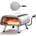 Vevor 12" elektrisk pizzaovn benkeplate, pizzamaskin i rustfritt stål med pizzastein og stekespade, varmes opp til 850°F, multifunksjonell innendørs og utendørs pizzaovn for restaurant, hjemmecamping