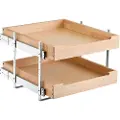 Vevor 2-etasjes uttrekkbar skaporganisator, 20" B x 21" D skapskuff, myklukkende uttrekkbar hylle, kraftig skyveskuff i tre, justerbar underskaporganisering for kjøkken, spiskammers og bad