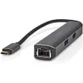 Nedis Gull Ccbw64210at02 5-i-1 Multiport Usb-adapter Usb 3.2 Gen 1 Usb-c M-rj45 H/hdmi/3x Usb-a H 5gbps Belagt 0.2 M