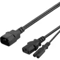 Deltaco DEL-109Y - Strømsplitter - IEC 60320 C14 til power IEC 60320 C13, power IEC 60320 C7 - 20 cm