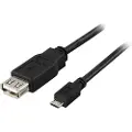 Deltaco - USB-adapter - USB (hunn) til Micro-USB type B (hann) - 20 cm - svart