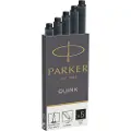 Parker Fountain Pen Ink Refill Cartridges | Long | Black QUINK Ink | 5 Count