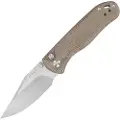 Kizer Cutlery Drop Bear 2 Button Lock foldekniv, Brown Micarta, Satin