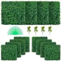 Vevor Kunstig Buksbompanel UV 12 stk. Buksbomhekk Veggpaneler Kunstgress Bakgrunnsvegg 20X20" 4 cm Grønn Gressvegg Falsk Hekk For Dekor Personvern Gjerde Innendørs Utendørs Hage Bakgård