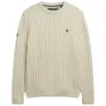 Superdry for man. M6110707A Cable Knit beige jumper (M), Casual, Cotton