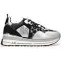 Liu Jo for woman. BF5009PX682S1S01 Black, silver, animal print glitter platform trainers (41), Leather, 3 to 5 cm, Laces, Casual