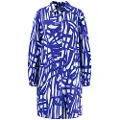 Fynch&Hatton A-line Abstract Linen Mix Kjole Med Lange Ermer