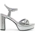MARIAMARE for woman. 68532 Silver Roseta Sandals (39), Fabric, more than 10 cm, Buckle, Casual, Party