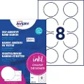 Avery Navneskilt Avery selvklæbende Ø65 mm til inkjet - (20 ark x 8 stk.)