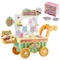 Vevor iskremvogn for barn, 27 deler tilbehør, lekebutikk med oppbevaringsvogn med late-som-penger, lyd- og lyseffekter, Montessori pedagogiske iskrembilleker for småbarn 3+
