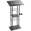 Vevor Podiumstativ, 1180 mm metalltalerpult, buet stående podium med bred leseflate, åpent oppbevaringsrom, bokstopper, koppholder, for klasserom, bryllup, konferanse, tale, konsert