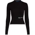 Karl Lagerfeld for woman. A3W18006 Black ribbed T-shirt (M), Casual, Long sleeve