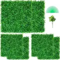Vevor Kunstig Buksbompanel UV 6 stk. Buksbomhekkveggpaneler, Kunstgress Bakgrunnsvegg 20" X 20" 4 cm Grønn Gressvegg, Falsk Hekk For Dekor Personvern Gjerde Innendørs, Utendørs Hage Bakgård