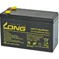 Long WP7-12(28W)-M/F2 Blybatteri 12 V 7 Ah Blyfleece (B x H x T) 151 x 102 x 65 mm Fladstik 6,35 mm VDS-certifikation, Lav selvafladning, Vedligeholdelsesfri