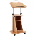 Vevor Podiumstativ, 1100 mm trepulter, bærbart laptopbord med låsbare hjul, bred leseflate og åpent oppbevaringsområde, justerbar høyde og vinkel, for taler, forelesninger eller presentasjoner