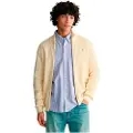 Gant for man. 8030200 Striped cardigan with zip and beige texture (L), Casual, Cotton, Classic, Long sleeve