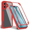 Mtp Products iPhone 17 360 Beskyttelse Deksel - Rød / Klar