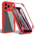 Mtp Products iPhone 17 Pro 360 Beskyttelse Deksel - Rød / Klar