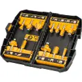 DeWalt 12 Piece Router Bit Set - 8mm Shaft - + Storage Box With Clear Cover