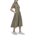 DKNY for woman. DJ5D9065 Brown Buttons Dress (L), Casual, Cotton, Short sleeve