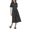 DKNY for woman. DJ5D9065 Black Buttons Dress (M), Casual, Cotton, Short sleeve