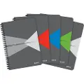 Leitz Office Notebook A5 squared wirebound with cardboard cover assorted 5 pcs.