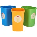 Curver søppelbokssett Deco Flip Bin, uten lokk, 3x10 l, blå/grønn/gul