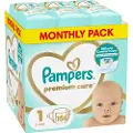 Pampers Premium Care Tape-bleier, 1 størrelse, 156 bleier, 2-5 kg