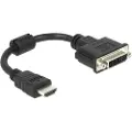 DeLOCK - Adapterkabel - HDMI hann til DVI-I hunn - 20 cm - svart - støtte for 1920 x 1080 ved 60 Hz
