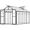 Vevor polykarbonatdrivhus, 8 x 14 fot, utendørs drivhus med 2 ventilasjonsvinduer, paviljongstilt drivhus med hengslet dør, stort walk-in drivhussett i aluminium for hage og bakgård