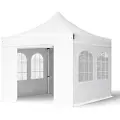 TOOLPORT 3x3 m aluminium, pop up partytelt, 4 sidepaneler, hvit