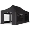 TOOLPORT 3x6 m aluminium, pop up partytelt, 4 sidepaneler, svart