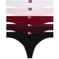 Tommy Hilfiger for woman. UW0UW05642 Set of 5 thongs with multicolour logo on waistband (M), Homewear, Multicolor, Cotton