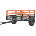 Vevor Kraftig ATV-tippvogn i stål, 680 kg lastekapasitet 0,43 kubikkmeter, hagevogn med slep, med avtakbare sider og 2 dekk, for gressklippere, traktorer, ATV, UTV