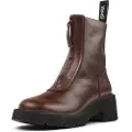 Camper for woman. K400776-007 Milah Brown Leather Ankle Boots (39), 5 to 8 cm, Zip, Casual