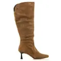 Mtng for woman. 55307 Ninete beige leather boots (39), 1 to 3 cm, Zip, Casual