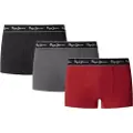 Pepe Jeans for man. PMU11195 Set 3 boxer shorts Solid red, grey, black (L), Homewear, Cotton